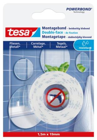 tesa® Montageband für Fliesen und Metall, 5m x 19mm, weiss