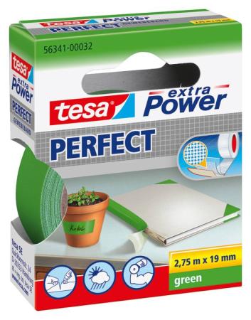 tesa extra Power® Perfect Gewebeband, 2,75m x 19mm, grün