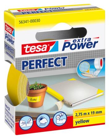 tesa extra Power® Perfect Gewebeband, 2,75m x 19mm, gelb