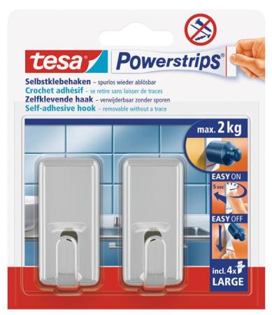 tesa Powerstrips® Haken Large Classic, 10m x 0mm, chrom