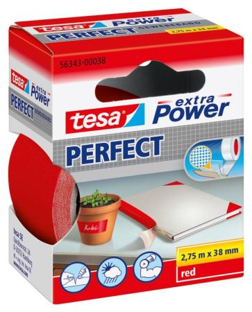tesa extra Power® Perfect Gewebeband, 2,75m x 38mm, rot