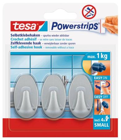 tesa Powerstrips® Haken Small Oval, matt-chrom