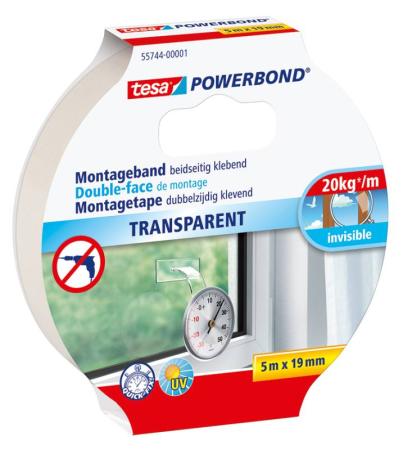 tesa Powerbond® TRANSPARENT, 5m x 19mm, transparent
