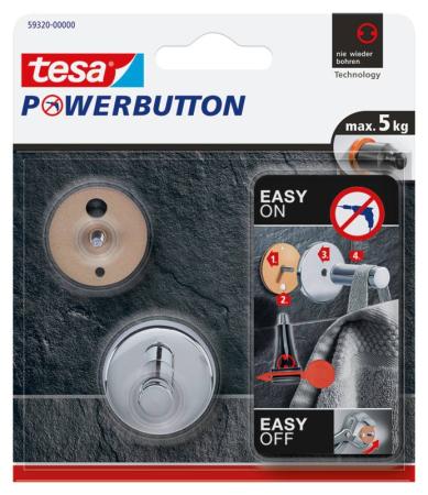 tesa® Powerbutton Universal Small, chrom