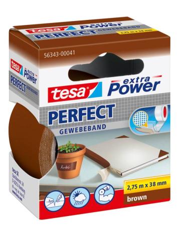 tesa extra Power® Perfect Gewebeband, 2,75m x 38mm, braun