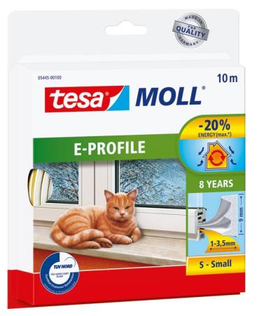 tesamoll® E-Profil Gummidichtung, 10m x 9mm, weiss