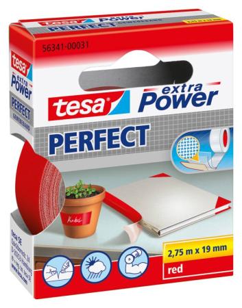 tesa extra Power® Perfect Gewebeband, 2,75m x 19mm, rot
