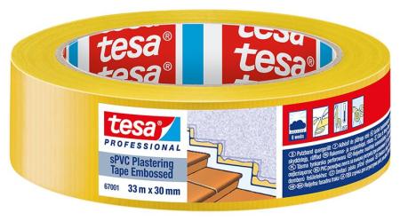 tesa® Professional 67001 Putzband sPVC quergerillt, 33m x 30mm, gelb