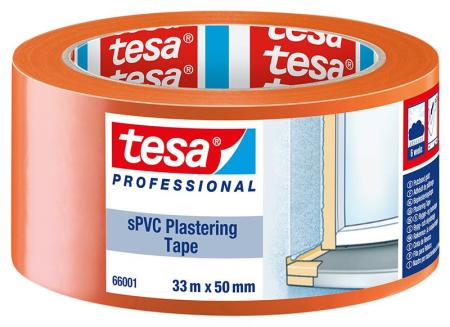 tesa® Professional 66001 Putzband sPVC glatt, 33m x 50mm, orange