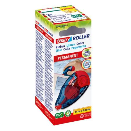 tesa Roller Kleben Permanent ecoLogo®, 2 pcs, farblos