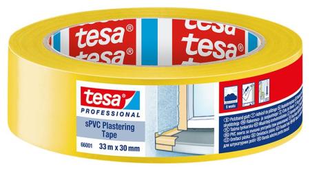 tesa® Professional 66001 Putzband sPVC glatt, 33m x 30mm, gelb