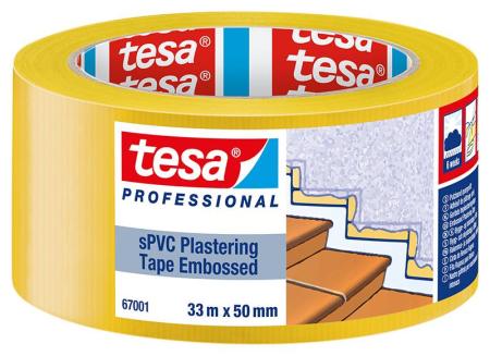 tesa® Professional 67001 Putzband sPVC quergerillt, 33m x 50mm, gelb