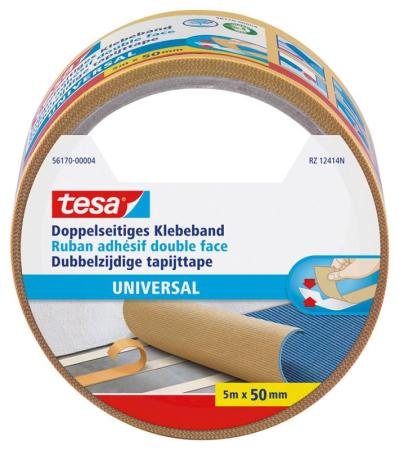 tesa® Doppelseitiges Klebeband universal, 5m x 50mm, beige