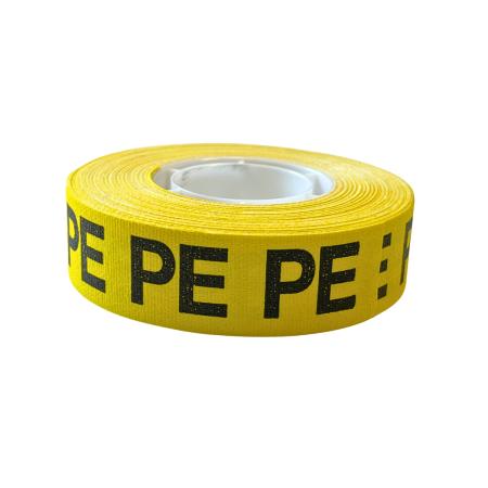 Preview: Gelbes Phasenkennzeichnungsband mit schwarzer PE-Beschriftung für Elektroinstallationen, ideal zur Kennzeichnung des Schutzleiters.