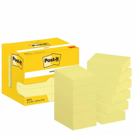 Post-it® Notes, Gelb, 38 mm x 51 mm, 100 Blatt/Block, 12 Blöcke/Packung, Kartonverpackung, 100% PEFC, SGSCH-PEFC-COC-110078