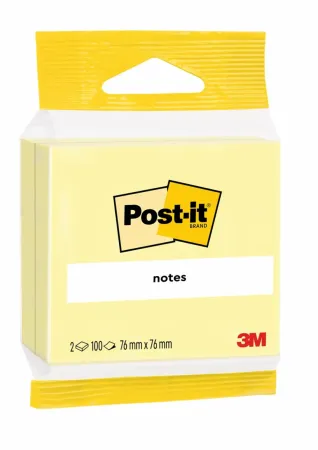 Post-it® Notes, Gelb, 76 mm x 76 mm, 100 Blatt/Block, 2 Blöcke/Packung, 100% PEFC, SGSCH-PEFC-COC-110078