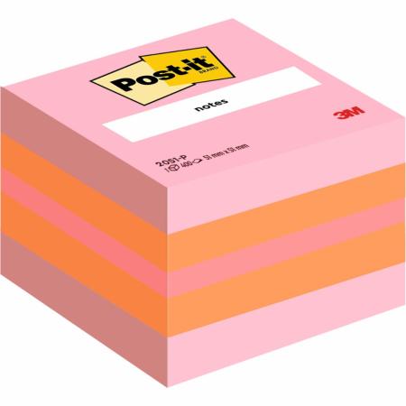 Post-it® Notes Mini Würfel, Orange, Rosa und Gelb, 51 mm x 51 mm, 400 Blatt/Block, 1 Block/Packung, 100% PEFC, SGSCH-PEFC-COC-110078