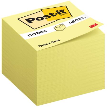 Preview: Post-it® Notes Würfel, Gelb, 76 mm x 76 mm, 450 Blatt/Block, 1 Block/Packung, 100% PEFC, SGSCH-PEFC-COC-110078