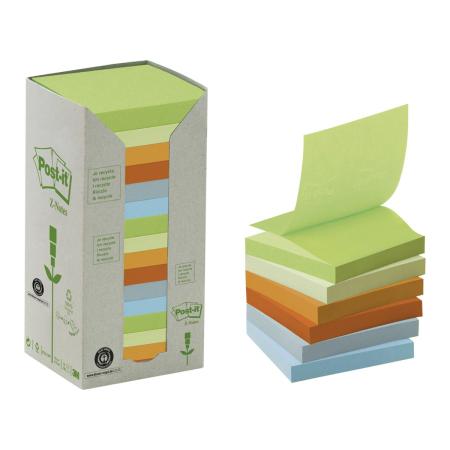Post-it® Recycling Z-Notes, farbig, 16 Blöcke, 76 x 76 mm