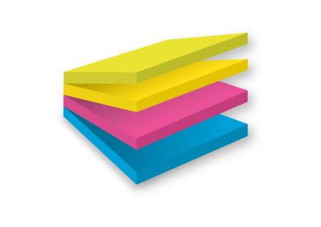 Preview: Post-it® Super Sticky Easy Select-Würfel, Verschiedene Farben, 76 mm x 76 mm, 75 Blatt/Block, 4 Blöcke/Packung, 100% PEFC, SGSCH-PEFC-COC-110078