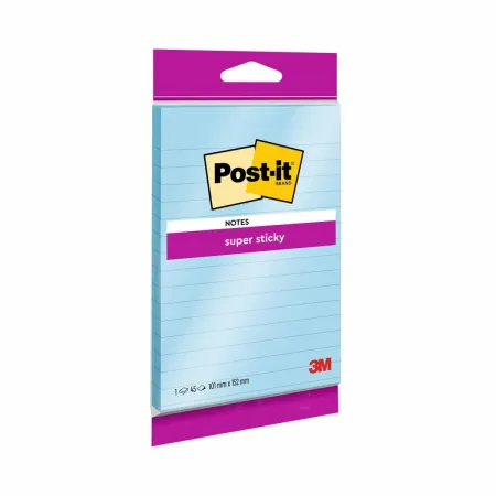 Post-it® Super Sticky Notes im Großformat, Blau, Liniert, 102 mm x 152 mm, 45 Blatt/Block, 1 Block/Packung, 100% PEFC, SGSCH-PEFC-COC-110078
