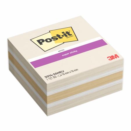 Post-it® Super Sticky Notes Würfel, Neutrality Collection, 76 mm x 76 mm, 355 Blatt/Block, 1 Block/Packung, 100% PEFC, SGSCH-PEFC-COC-110078