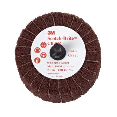Scotch-Brite™ Roloc™ Lamellenbürste CB-ZR, rot, 63 mm, 32 mm, 32 mm, P180, A, fine