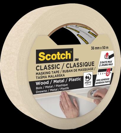 Scotch® Classic Abdeckband, 36 mm x 50 m, 1 Rolle/Packung, 70% PEFC, SGSCH-PEFC-COC-110078