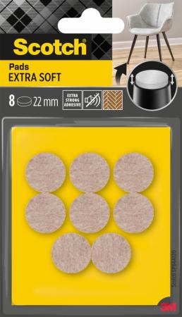 Scotch® Extra weiche Filzpads SP84A20, selbsthaftend, beige, Ø 22 mm, 8/Packung