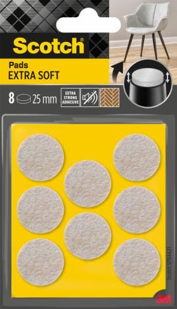 Scotch® Extra weiche Filzpads SP84A21, selbsthaftend, beige, Ø 25 mm, 8/Packung