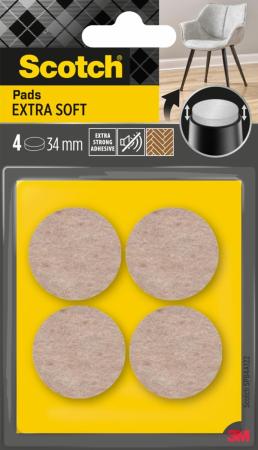 Scotch® Extra weiche Filzpads SP84A22, selbsthaftend, beige, Ø 34 mm, 4/Packung