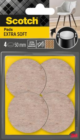 Scotch® Extra weiche Filzpads SP84A23, selbsthaftend, beige, Ø 50 mm, 4/Packung