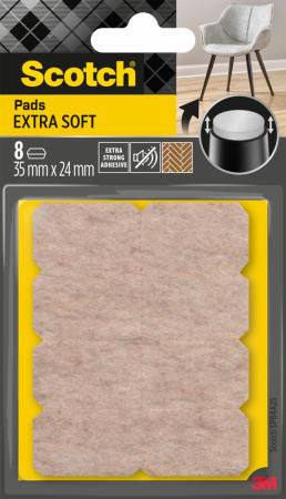 Scotch® Extra weiche Filzpads SP84A25, selbsthaftend, beige, 35 mm x 24 mm, 8/Packung