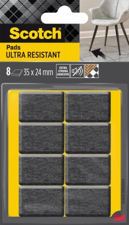 Scotch® Extrembeständige Filzpads SP84A84, selbsthaftend, grau/selbsthaftend, weiß, 35 mm x 24 mm, 8/Packung