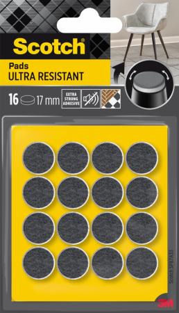 Scotch® Extrembeständige Filzpads SP87A33, selbsthaftend, grau/selbsthaftend, weiß, Ø 17 mm, 16/Packung