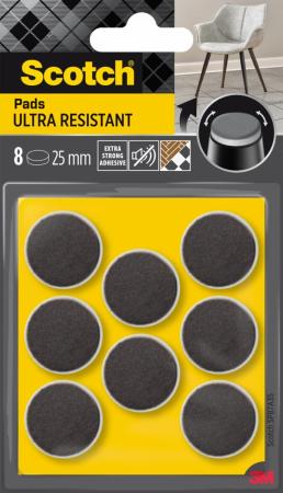Scotch® Extrembeständige Filzpads SP87A35, selbsthaftend, grau/selbsthaftend, weiß, Ø 25 mm, 8/Packung