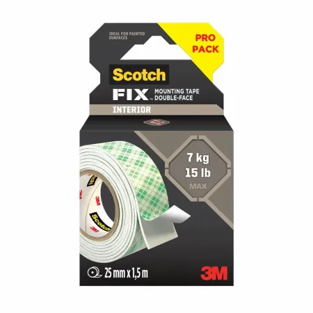 Scotch-FIX™ Doppelseitiges Innenmontageband  114S-INT-EU, White, 25 mm x 1,5 m, 1 Rolle/Packung