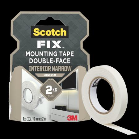 Preview: Scotch-FIX™ Schmales doppelseitiges Montageband für den Innenbereich 914140-1020N-P, 2 kg, 10 mm x 2 m, 1 Rolle/Packung