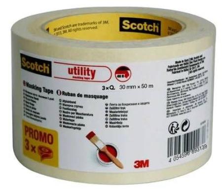 Scotch® Utility Malerabdeckband, 30 mm x 50 m, 3 Rollen/Packung
