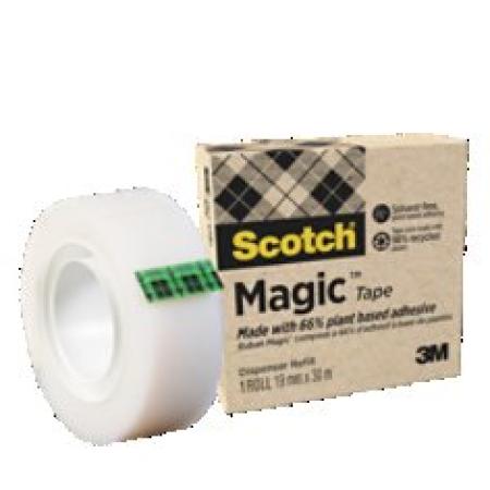 Scotch® Magic™ Klebeband, mit 66 % pflanzlichem Klebstoff hergestellt, 19 mm x 30 m, 1 Rolle/Packung