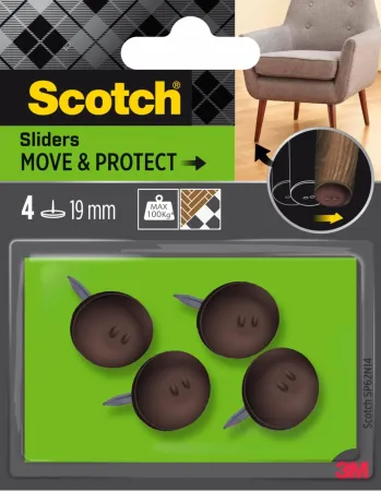 Scotch® Move & Protect Gleiter zum Annageln SP62N14, braun, Ø 19 mm, 4/Packung – 100 kg