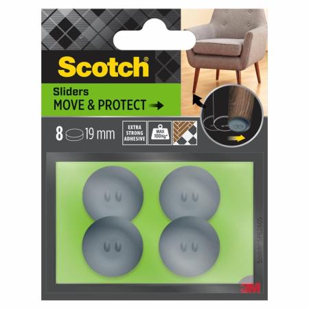 Scotch® Move & Protect Gleiter SP62A05, selbsthaftend, grau, Ø 19 mm, 8/Packung – 100 kg