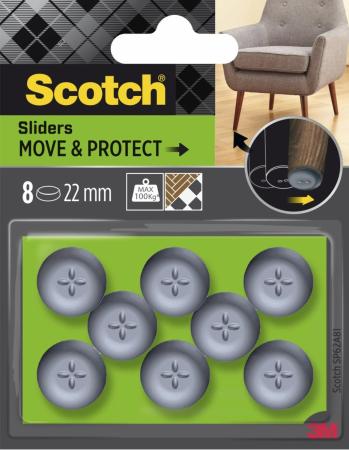 Scotch® Move & Protect Gleiter SP62A81, selbsthaftend, grau, Ø 22 mm, 8/Packung – 100 kg