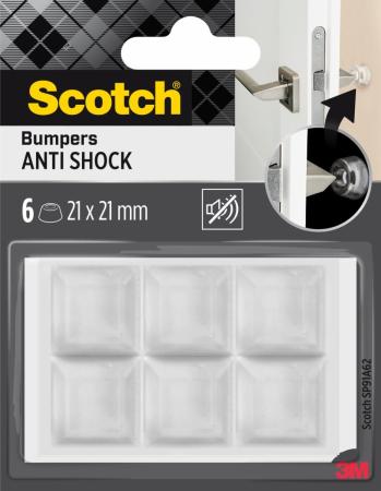 Scotch® Stoßabsorbierende Elastikpuffer für Wände SP91A62, selbsthaftend, transparent, 21 mm x 21 mm, 6/Packung