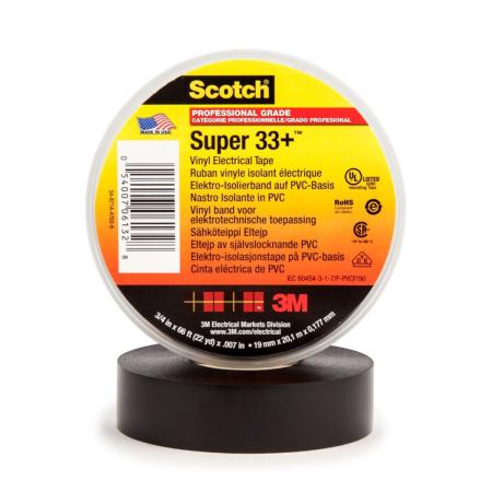 Scotch® Super 33+ Vinyl Elektro-Isolierband, Schwarz, 19 mm x 33 m, 0,18 mm