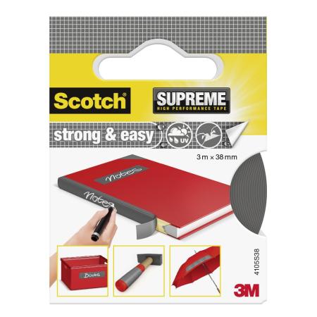 Preview: SCOTCH® SUPREME GEWEBEBAND 4105S38, 38 MM X 3 M, GRAU, 1 ROLLE GEWEBEBAND