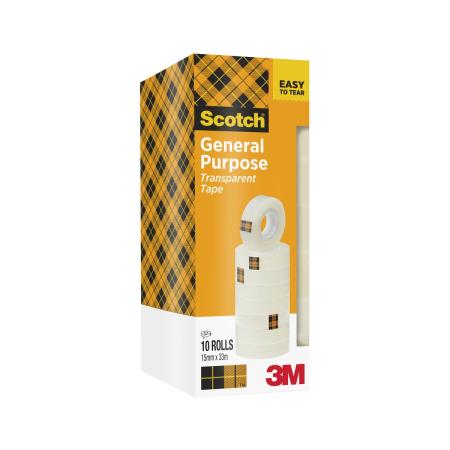 Scotch® 508 Transparentes Klebeband 15 mm x 33 m, 10 Rollen/Packung, Kartonverpackung