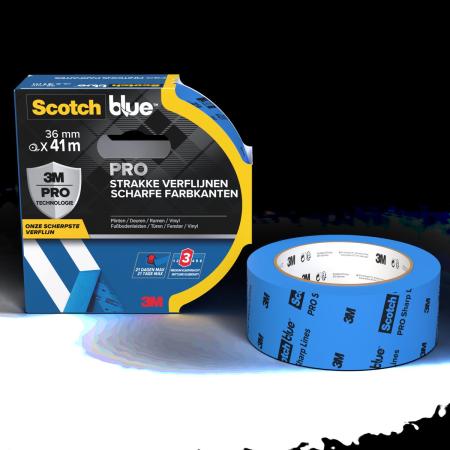 ScotchBlue™ PRO Abdeckband für scharfe Kanten, 36 mm x 41 m, 1 Rolle/Packung, 100% PEFC, SGSCH-PEFC-COC-110078