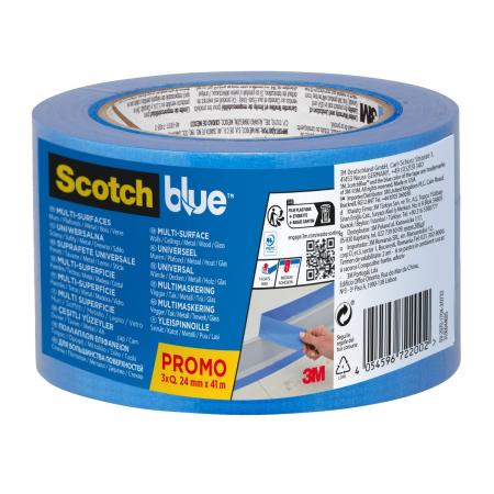 ScotchBlue™ Malerabdeckband „Multi-Surface“, 24 mm x 41 m, 3 Rollen/Packung, 70% PEFC, SGSCH-PEFC-COC-110078