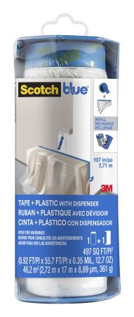 ScotchBlue™ Malerabdeckfolie mit Klebeband im Kunststoffspender PTD2093EL-107, 2,72 m x 17 m (46,2 m2), 1 Rolle/Paket, 100% PEFC, SGSCH-PEFC-COC-110078